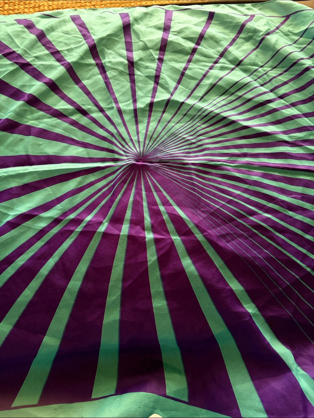 Bold Purple & Mint Green Radial Silk Wrap Scarf